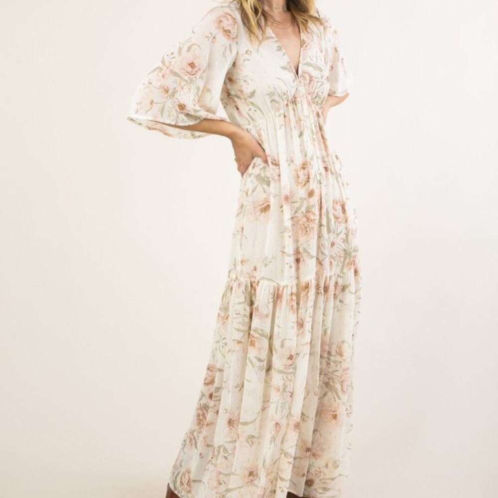 Lovestitch - romantic floral maxi dress (large)